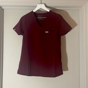 Figs Catarina One-Pocket Scrub Top - Burgundy, XS